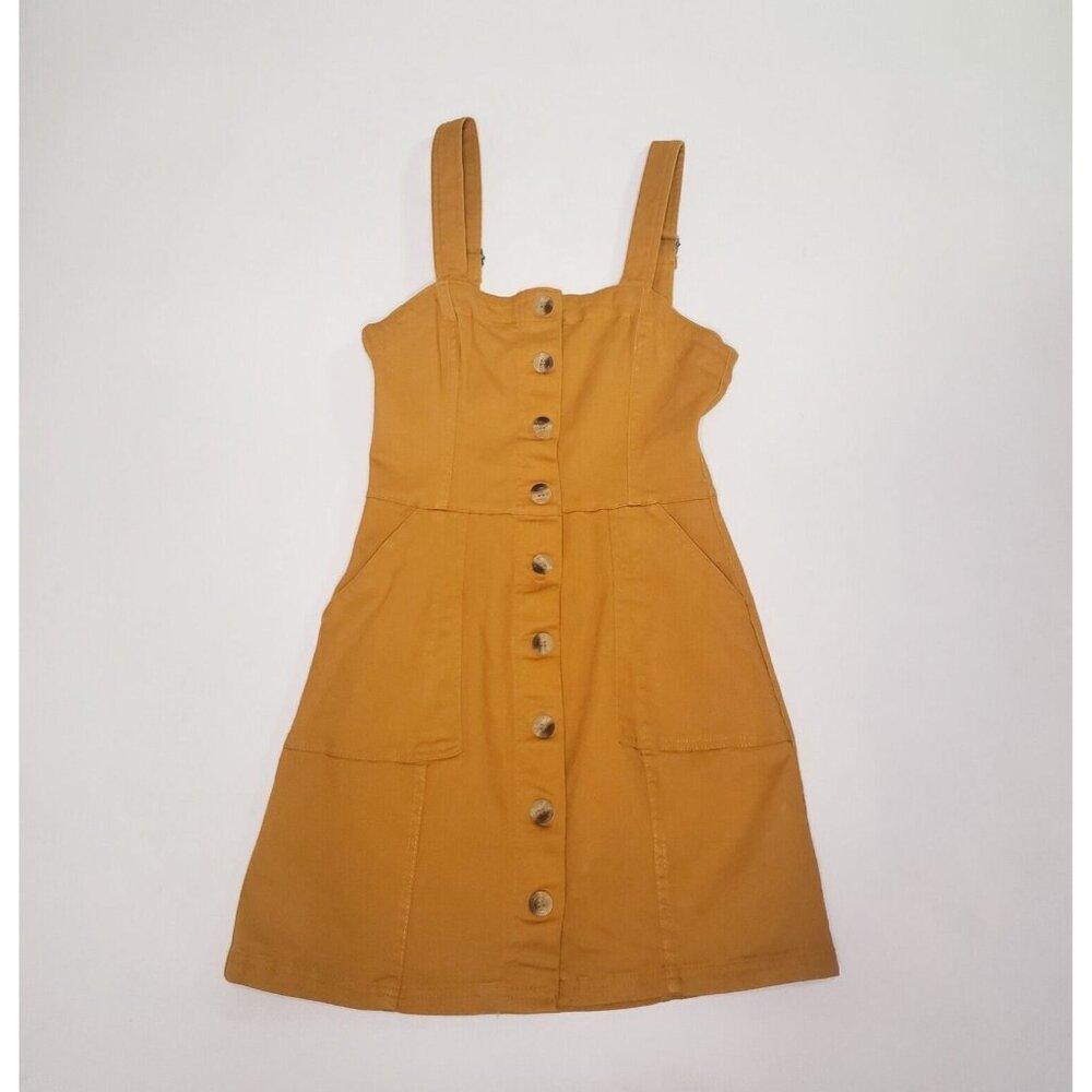 H&M Divided Dress Women's Size 2 Denim Overall Jumper Mustard Gold 90s Y2K Retro - Picture 2 of 16